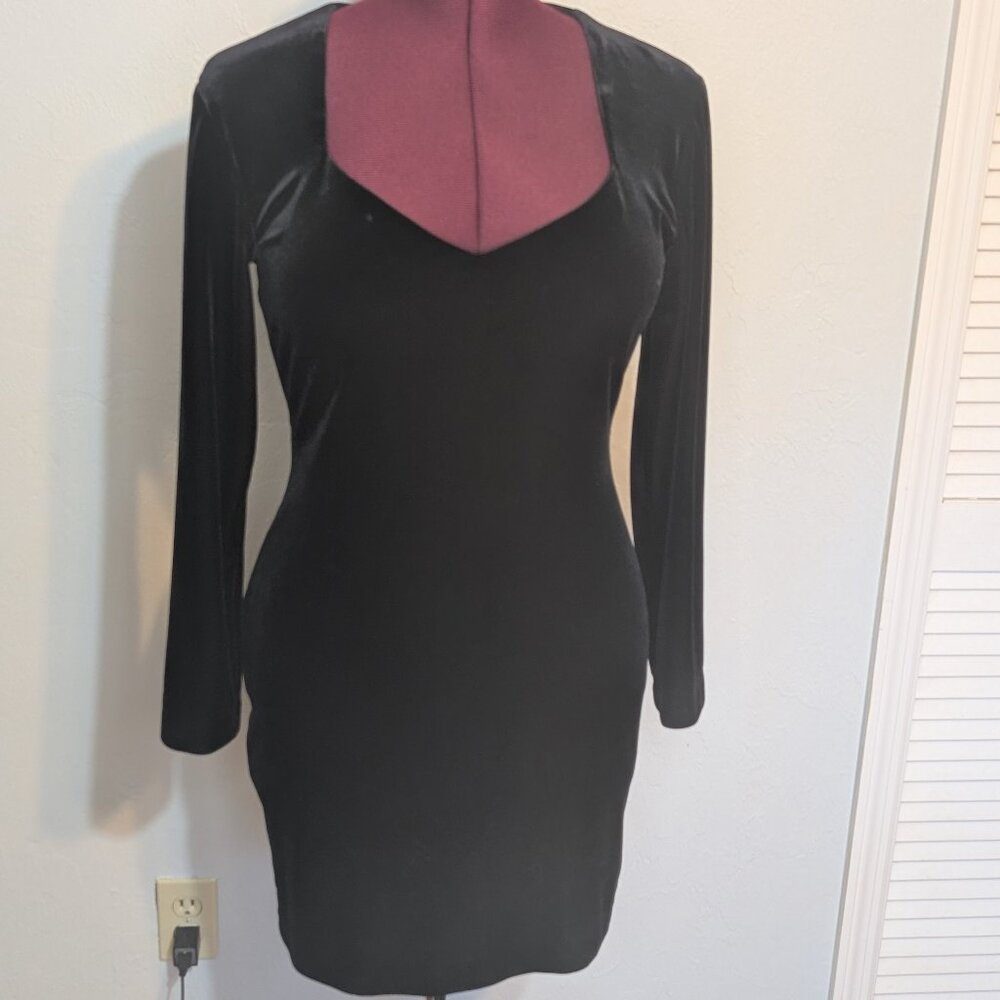 Betsy & Adam by Jaslene, Black velvet Stretch formal Dress, Size 8